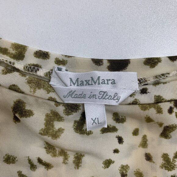 Max Mara Leopard Top Women XL Extra Large Mid Sleeves Boat Neck Made Italy *READ - Picture 7 of 12